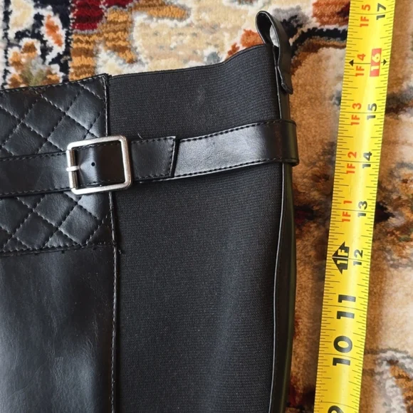 St. John's Bay Sleek Black Over the Knee Boots with a buckle accent - Picture 9 of 14